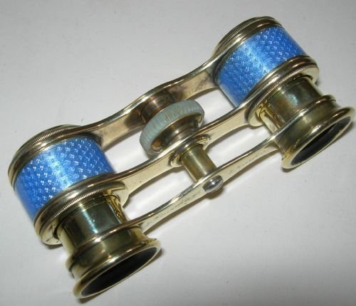 fig 1. Antique Blue Guilloche Enamel Decorated 1920's Opera Glasses