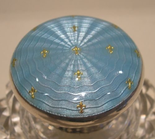 fig 1. Stunning Sterling Silver and Enamel Topped Inkwell - 1913