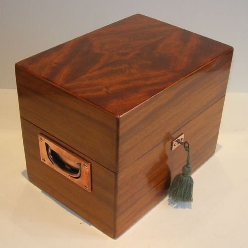 fig 1. Wonderful Antique English Mahogany Decanter Box - Six Decanters c.1890