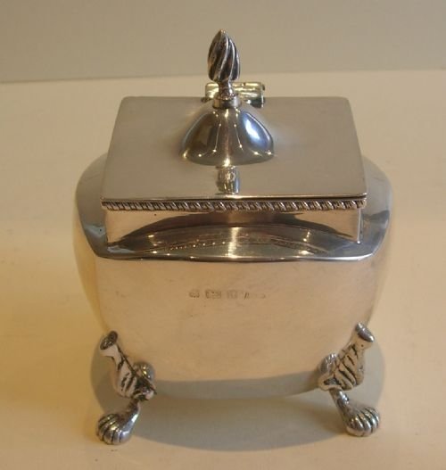 Antique English Sterling Silver Tea Caddy - Walker & Hall