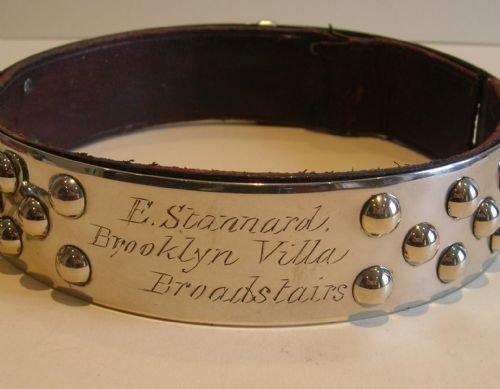 fig 1. Fabulous Large Antique English Polished Silver Dog Collar - Victorian