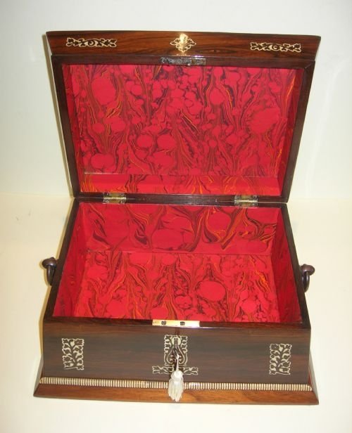 fig 1. William IV Ivory Inlaid Rosewood Jewelry or Table Box c.1830