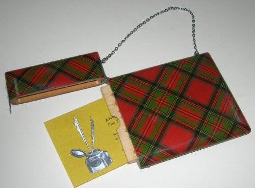 fig 1. Rare Tartanware Card Case On Silver Chain - Stuart