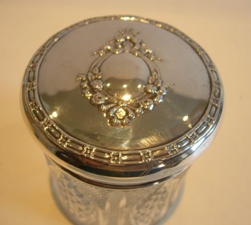 Pretty English Sterling Silver Topped Dressing Table Jar