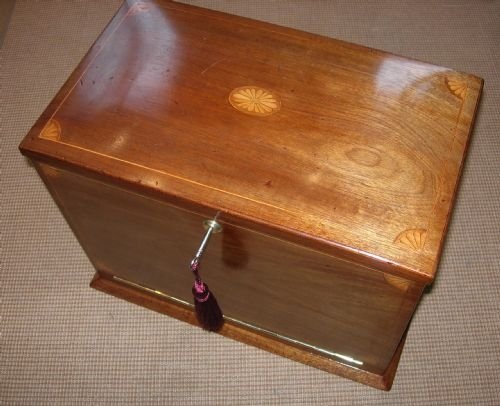 fig 1. Grand Top-Notch Antique Inlaid Mahogany Stationery Writing Box c.1900