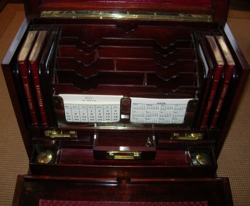 fig 2. Grand Top-Notch Antique Inlaid Mahogany Stationery Writing Box c.1900