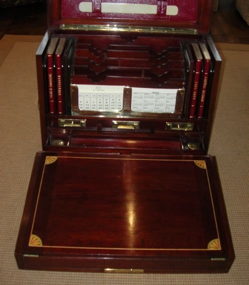 fig 4. Grand Top-Notch Antique Inlaid Mahogany Stationery Writing Box c.1900