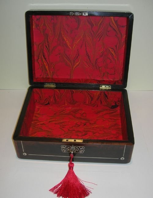 fig 2. Antique English Rosewood Jewelry Box c.1830 - Mother of Pearl Inlaid