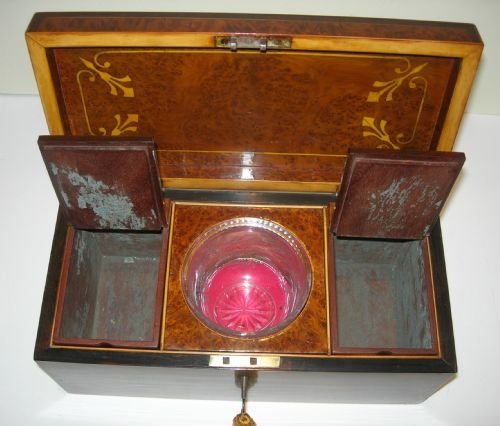 fig 1. English Georgian Burr Yew Tea Caddy c.1815