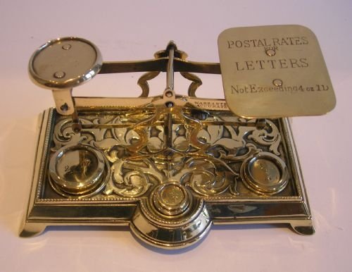 Handsome Antique English Brass Postal or Letter Scales C.1890