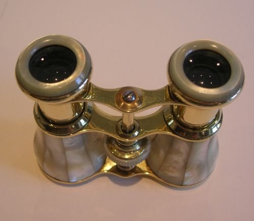 fig 1. Antique Polished Brass & Mother of Pearl Opera Glasses c.1890