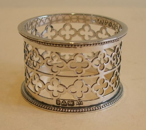 Beautiful Pierced Quatrefoil Sterling Silver Napkin - Edwardian