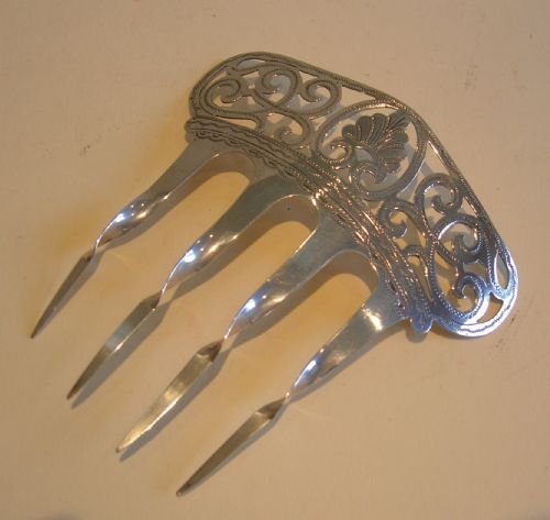 Antique English Sterling Silver Hair Comb / Ornament - Edwardian