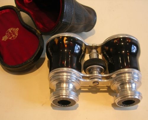 Pristine Tortoise Shell & Aluminium Opera Glasses - Ross / London