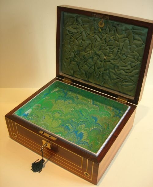 fig 1. Beautifully Brass Inlaid Laburnum Jewelry Box - Regency c.1820
