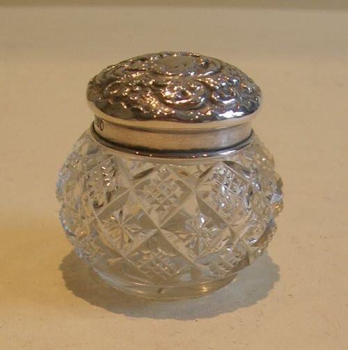 Antique English Sterling Silver Lidded Vanity Jar - London 1902
