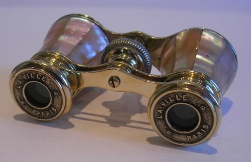 Pair Antique Mother of Pearl Opera Glasses - Signed La Ville / Paris