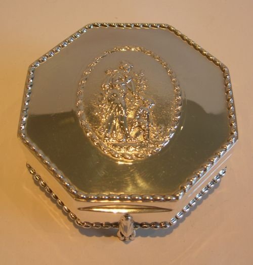 English Sterling Silver Figural Jewelry Box - Mother & Child - 1912