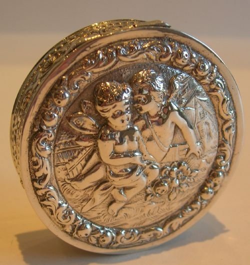 Fine Sterling Silver Figural Box - Cherubs - Import Hallmark for London 1926