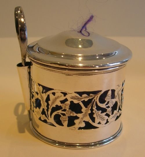 Antique Sterling Silver String Box / Dispenser Oak Leaves & Acorns