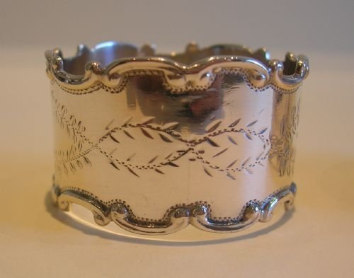 fig 1. Stunning Pair Antique English Engraved Napkin Rings - 1909