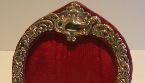 fig 1. Antique English Sterling Silver Heart Shaped Photograph Frame - Edwardian