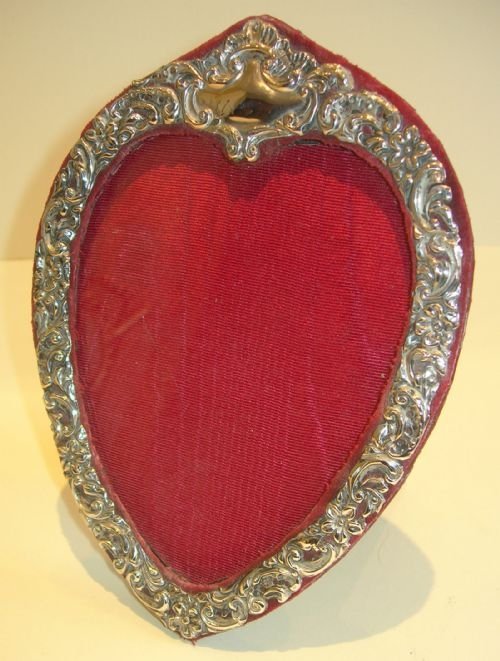 Antique English Sterling Silver Heart Shaped Photograph Frame - Edwardian