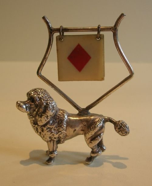 Antique English Trumps or Bridge Marker - Dog - Poodle C.1900