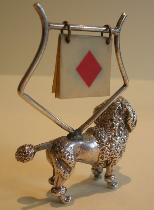 fig 1. Antique English Trumps or Bridge Marker - Dog - Poodle c.1900