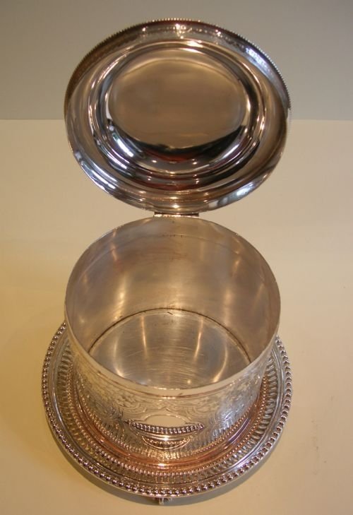 fig 1. Fine Antique Elkington & Co. Silver Plated Biscuit Box