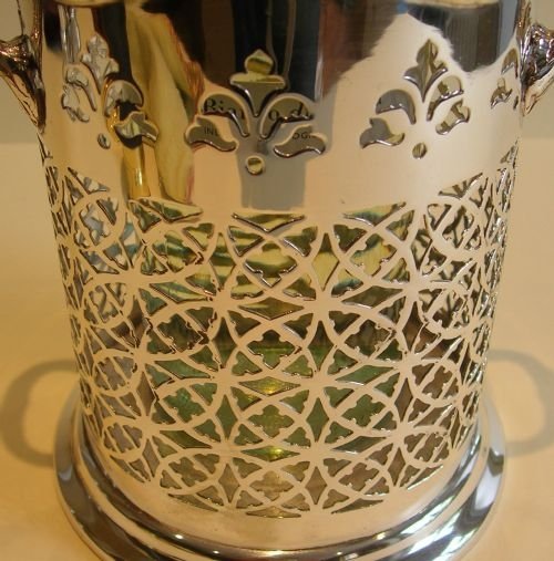 fig 1. Antique Silver Plated Wine / Champagne Bottle Holder c.1920 - The Alexander Clark Co. Ltd., London