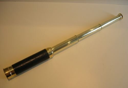 Antique English Leather Bound Polished Brass Telescope - Three Drawer