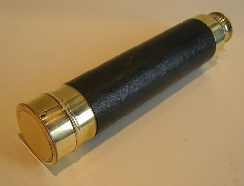 fig 1. Antique English Leather Bound Polished Brass Telescope - Three Drawer