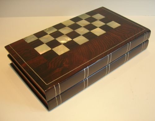 Rare & Outstanding Mother of Pearl Inlaid Rosewood Chess Board / Backgammon Box