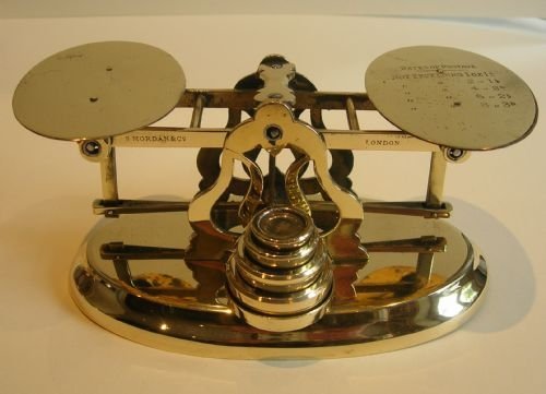 Fabulous Antique Brass Letter Scales Signed Mordan, London