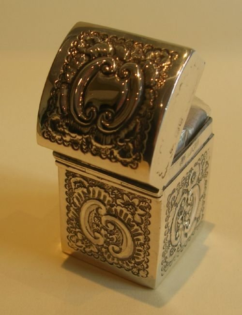 Antique Miniature Double Playing Card Box - English Sterling Silver 1900