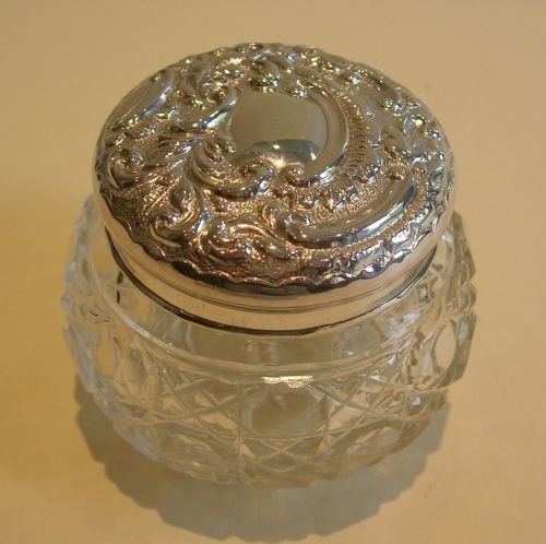 Antique English Sterling Silver Topped Vanity Jar - 1905