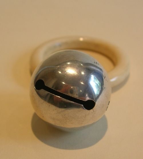 fig 1. Sterling Silver and Ivory Baby Bell Rattle - Birmingham 1916