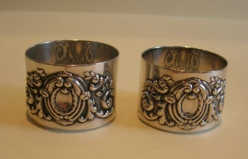 Heavy Pair Antique English Sterling Silver Napkin Rings - Victorian