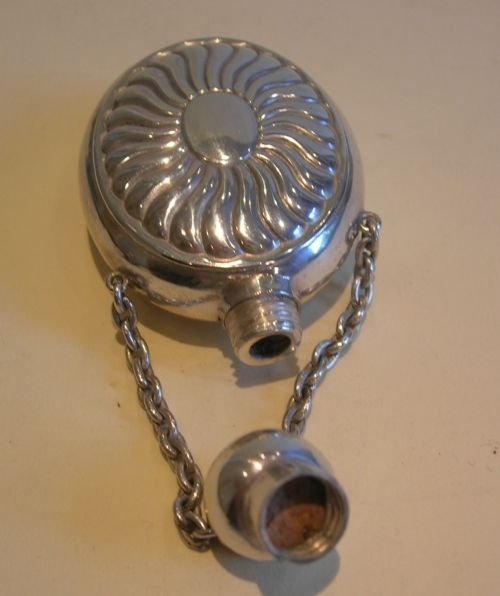 fig 2. Elegant Antique English Sterling Silver Chatellaine Perfume or Scent Bottle