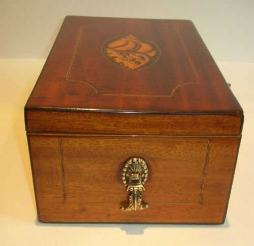 fig 1. English Georgian Mahogany Jewelry Box - Conch Shell Inlay c.1795