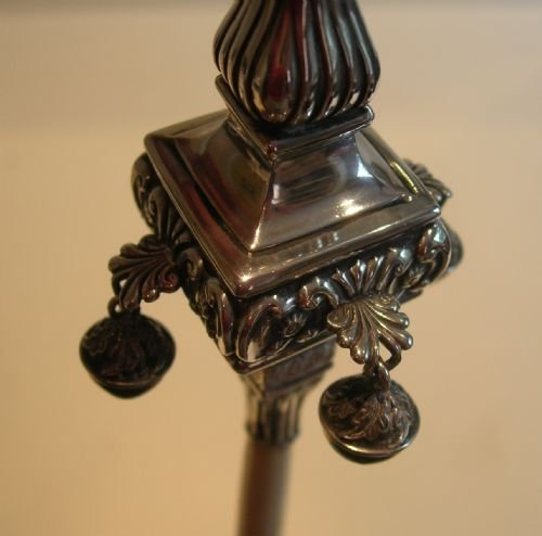 fig 1. Large Heirloom English Sterling Silver and Ivory Baby Rattle - 1920