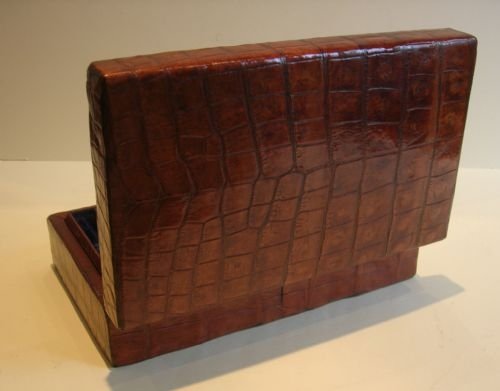 Antique English Crocodile Jewelry Box C.1880
