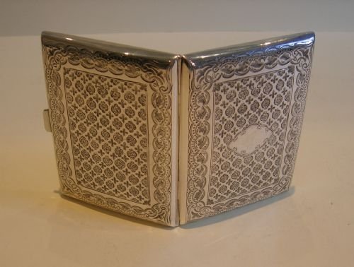 Stunning English Victorian Sterling Silver Visiting Card Case / Aide Memoir