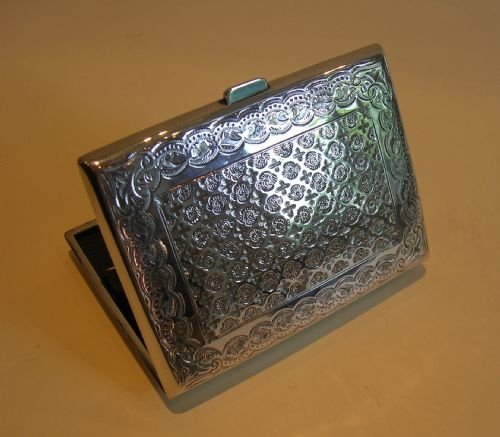 fig 1. Stunning English Victorian Sterling Silver Visiting Card Case / Aide Memoir