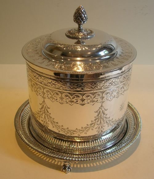 Large Antique English Silver Plated Biscuit / Cookie Box by Atkin Brothers C. 1880