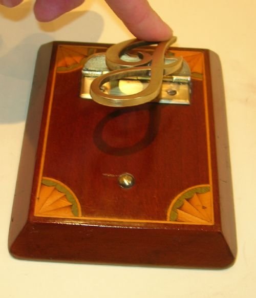 fig 1. Victorian Fan Inlaid Mahogany & Brass Letter or Paper Clip -