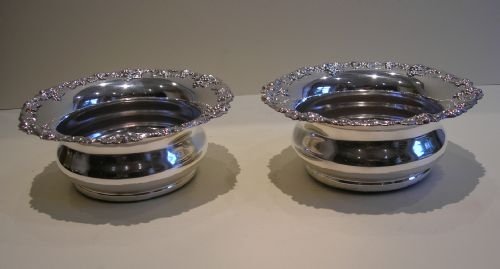 fig 1. Grand Pair Large Silver Plated Wine or Champagne Coasters c.1920