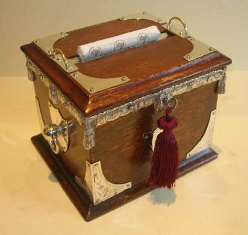 Unusual Victorian Oak Cigar Humidor / Mechanical Dispenser C.1890