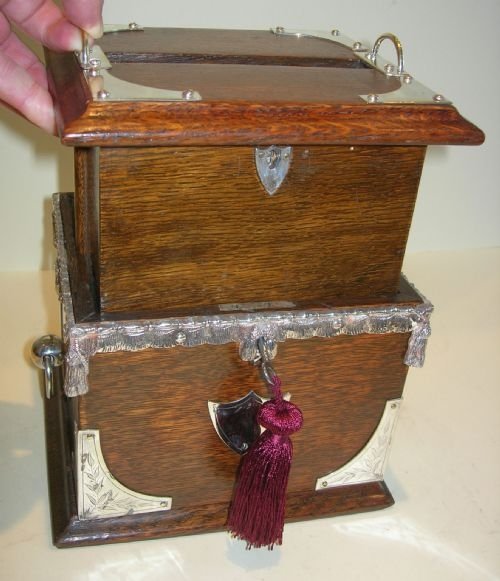 fig 1. Unusual Victorian Oak Cigar Humidor / Mechanical Dispenser c.1890